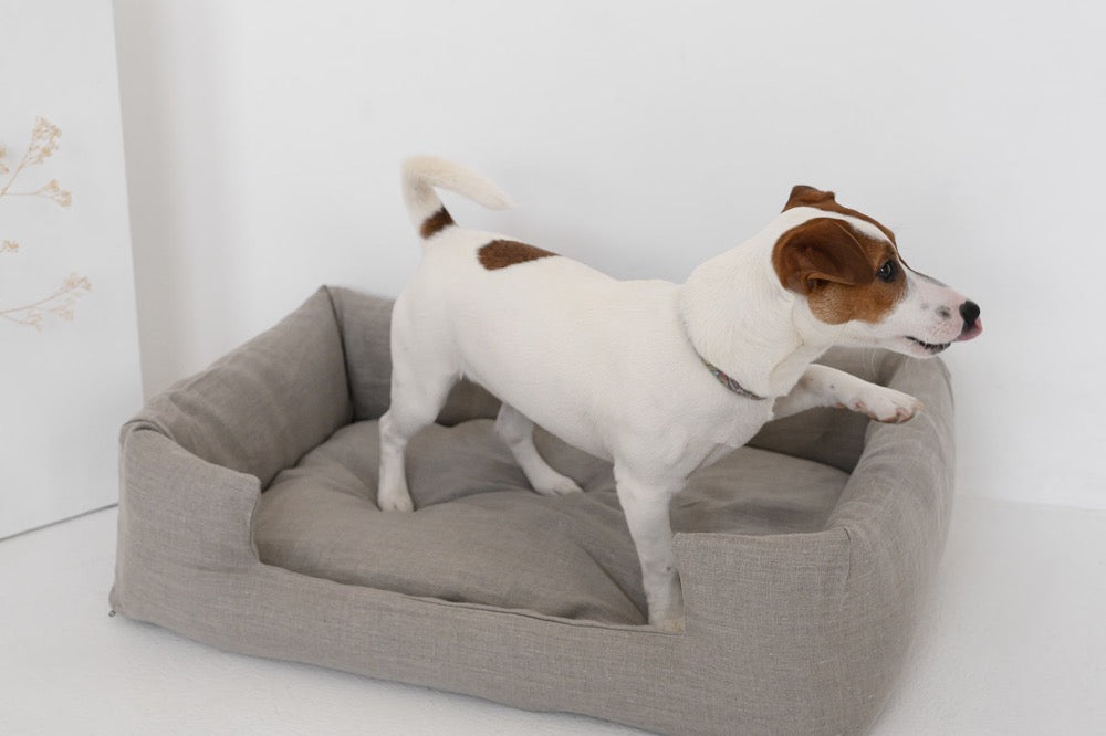 Organic Hemp Pet Bed Removable Washable Natural Linen Cover Bed Filled Organic Hemp Fiber Filler - Dog Cat Pet Bed Cots Mat Cover
