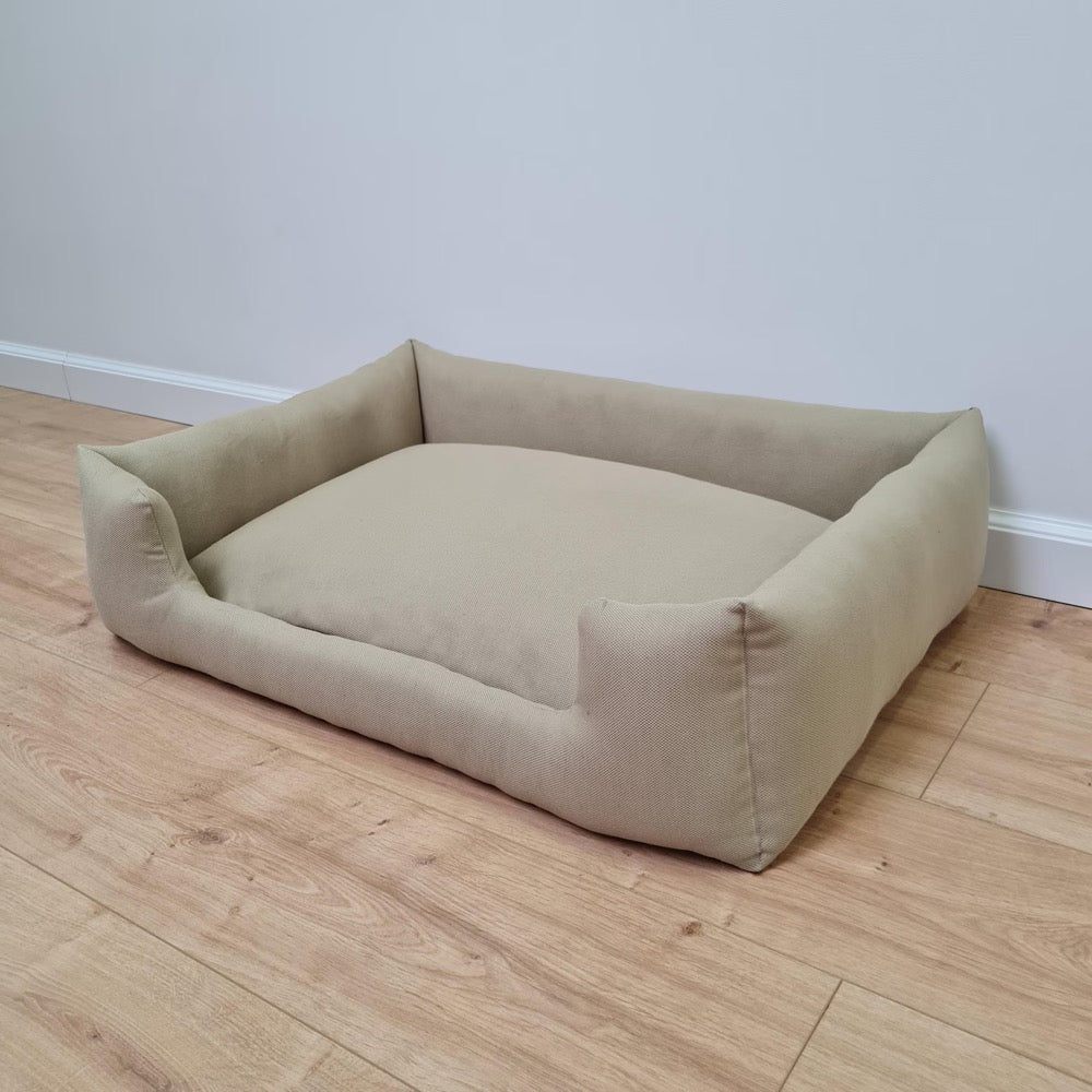 Natural Hemp Linen Dog Bed Olive Beige Linen Fabric filled organic Hemp Fiber filling - Pet Mat - house for cats dogs organic gift for dog