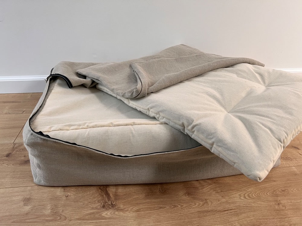 Organic Hemp Pet Bed Removable Washable Natural Linen Cover Bed Filled Organic Hemp Fiber Filler - Dog Cat Pet Bed Cots Mat Cover