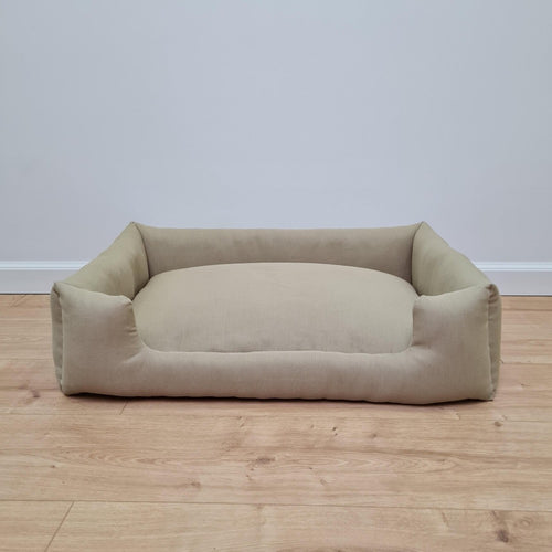 Natural Hemp Linen Dog Bed Olive Beige Linen Fabric filled organic Hemp Fiber filling - Pet Mat - house for cats dogs organic gift for dog